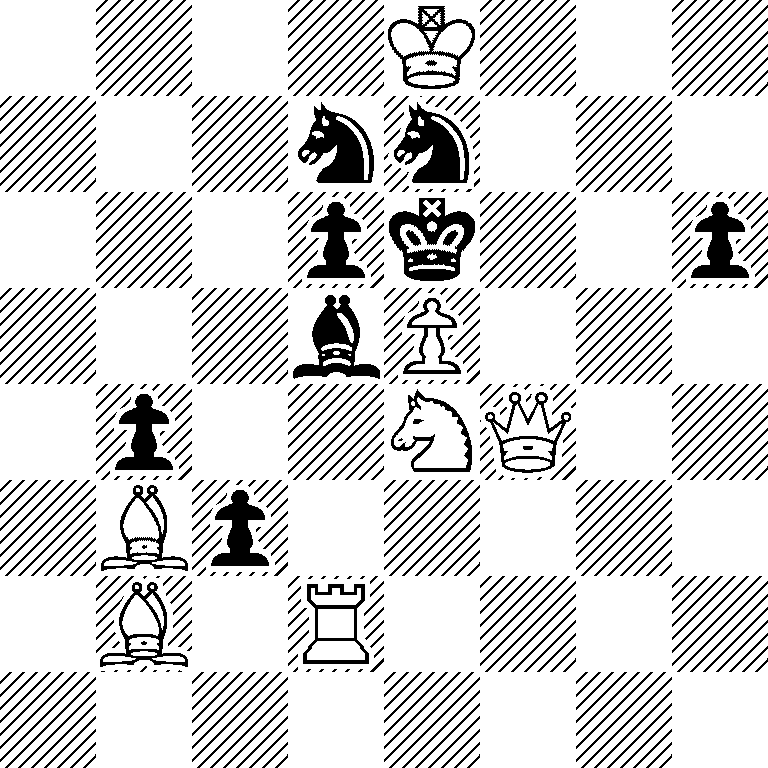 4K3/3nn3/3pk2p/3bP3/1p2NQ2/1Bp5/1B1R4/8