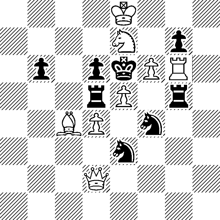 4K3/4N1p1/1p1pkPR1/3rP1r1/2BP1n2/4n3/3Q4/8