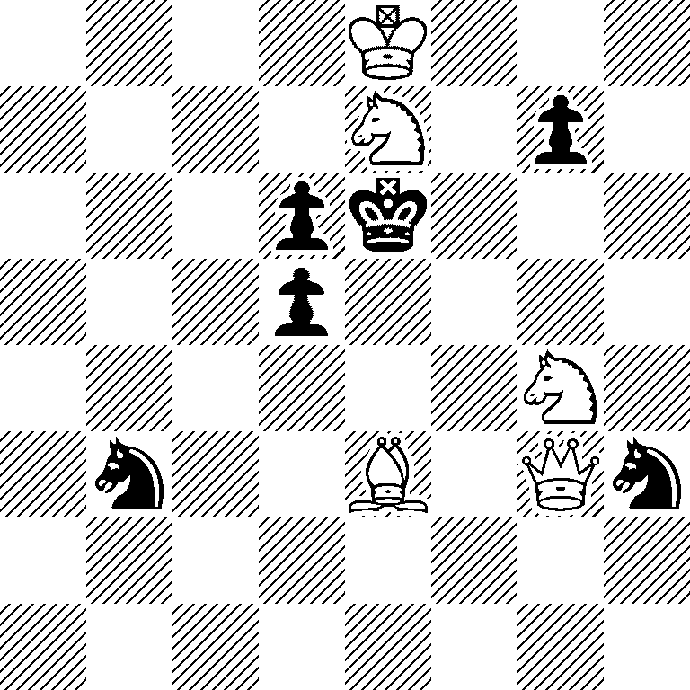 4K3/4N1p1/3pk3/3p4/6N1/1n2B1Qn/8/8