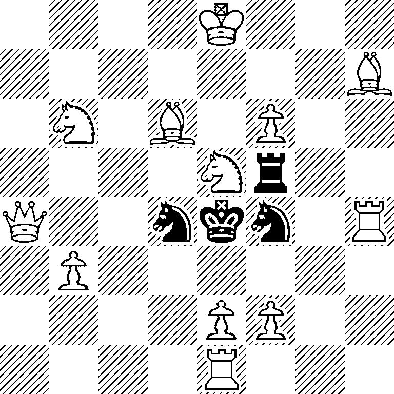 4K3/7B/1N1B1P2/4Nr2/Q2nkn1R/1P6/4PP2/4R3