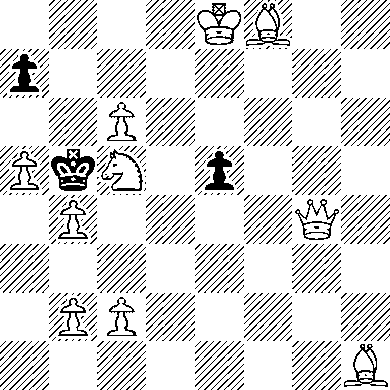 4KB2/p7/2P5/PkN1p3/1P4Q1/8/1PP5/7B