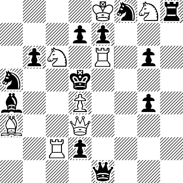 4KnNr/3pp3/1pN1R1p1/n2k4/b2P2p1/B2Q4/2Rp4/4q3