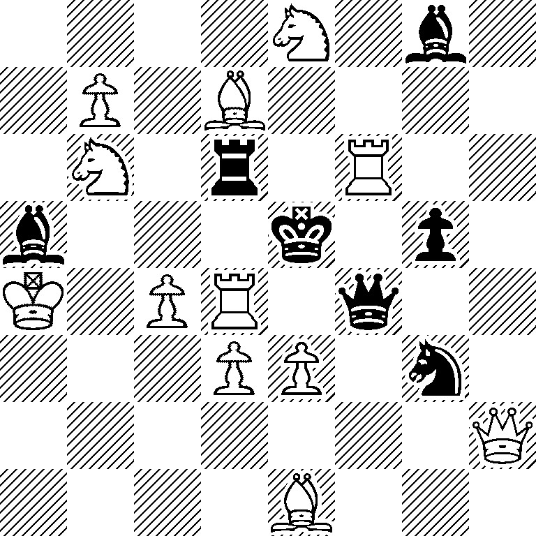 4N1b1/1P1B4/1N1r1R2/b3k1p1/K1PR1q2/3PP1n1/7Q/4B3