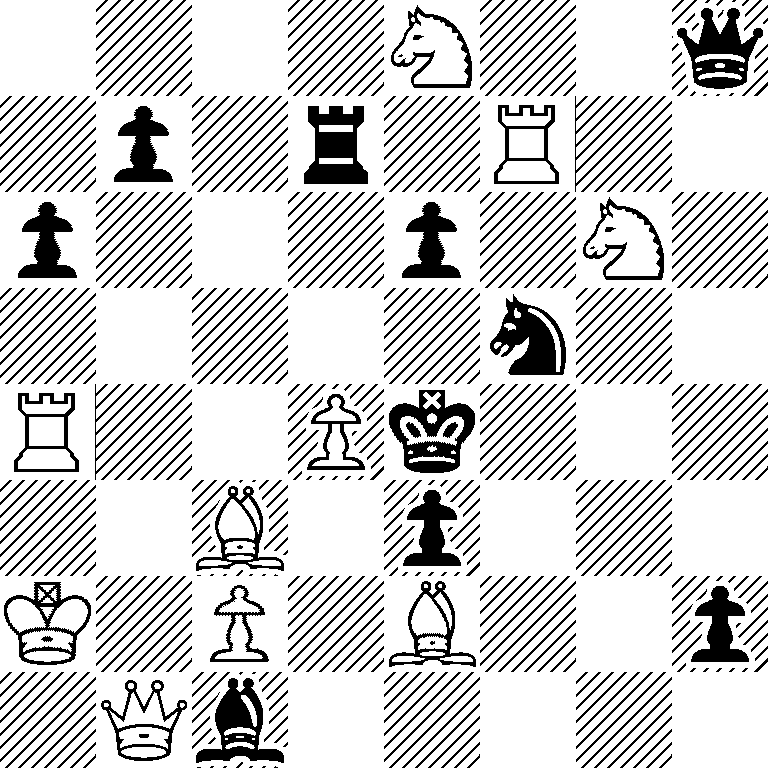 4N2q/1p1r1R2/p3p1N1/5n2/R2Pk3/2B1p3/K1P1B2p/1Qb5
