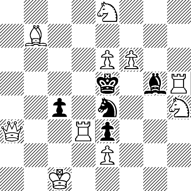 4N3/1B6/4PP2/4k1bR/2p1n2N/Q2Rp3/4P3/2K5