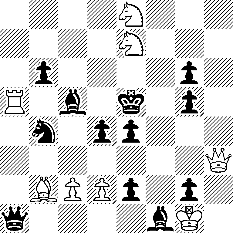 4N3/4N3/1p4p1/R1b1k1p1/1n1pp3/7Q/1BPPp1p1/q4bK1