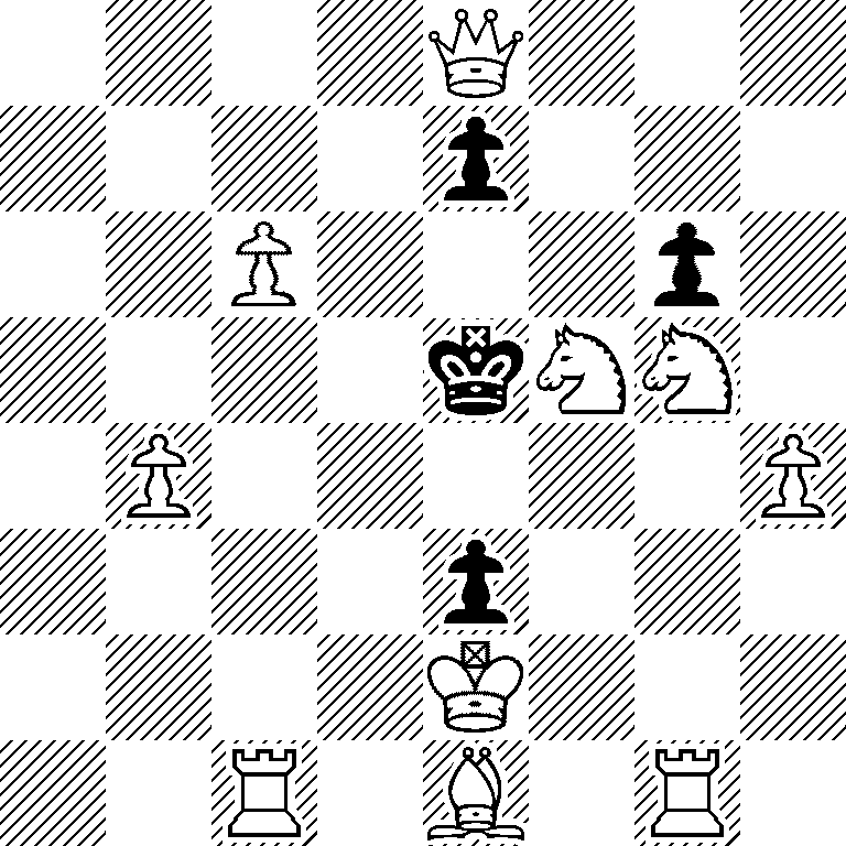 4Q3/4p3/2P3p1/4kNN1/1P5P/4p3/4K3/2R1B1R1