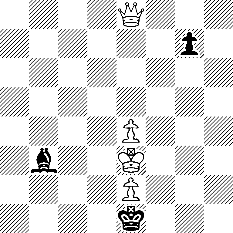 4Q3/6p1/8/8/4P3/1b2K3/4P3/4k3