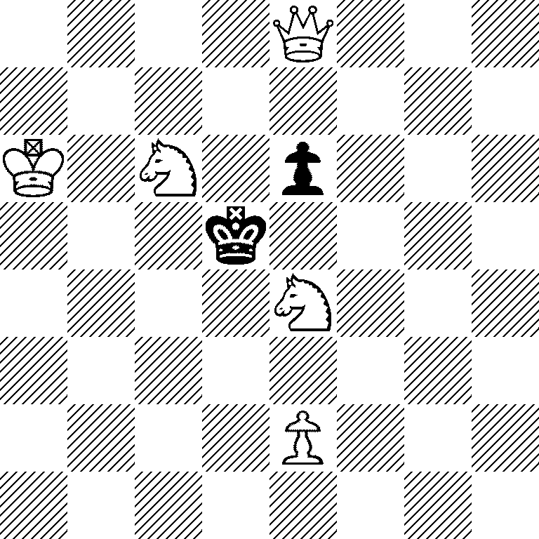 4Q3/8/K1N1p3/3k4/4N3/8/4P3/8