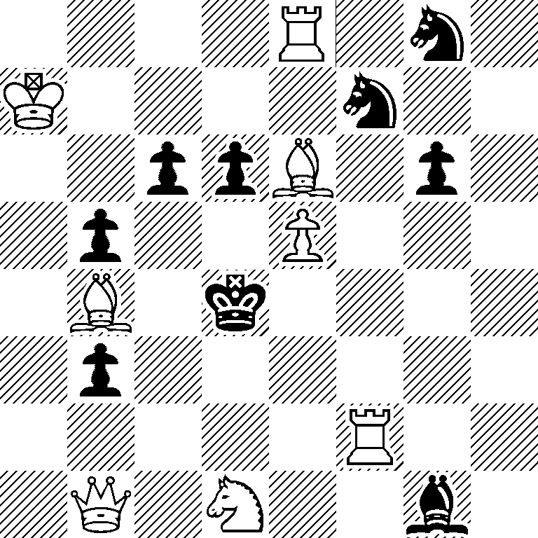 4R1n1/K4n2/2ppB1p1/1p2P3/1B1k4/1p6/5R2/1Q1N2b1