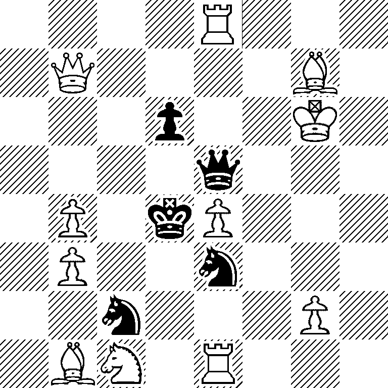 4R3/1Q4B1/3p2K1/4q3/1P1kP3/1P2n3/2n3P1/1BN1R3