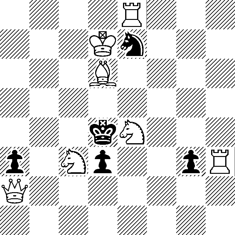 4R3/3Kn3/3B4/8/3kN3/p1Np2pR/Q7/8
