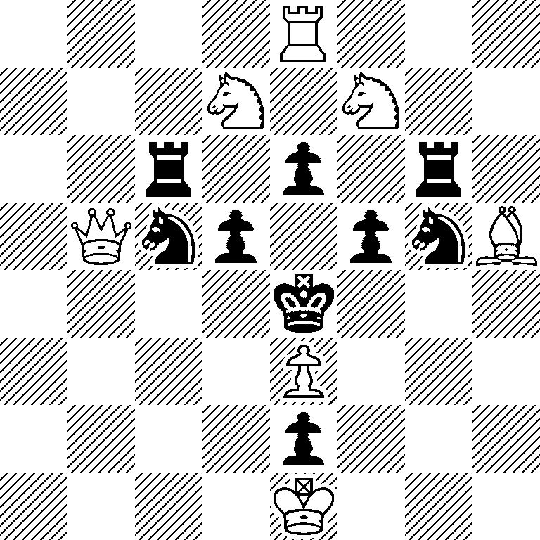 4R3/3N1N2/2r1p1r1/1Qnp1pnB/4k3/4P3/4p3/4K3