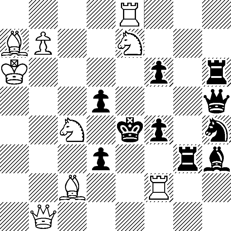 4R3/BP2N3/K4p1r/3p3q/2N1kp1n/3p2rb/2B2R2/1Q6