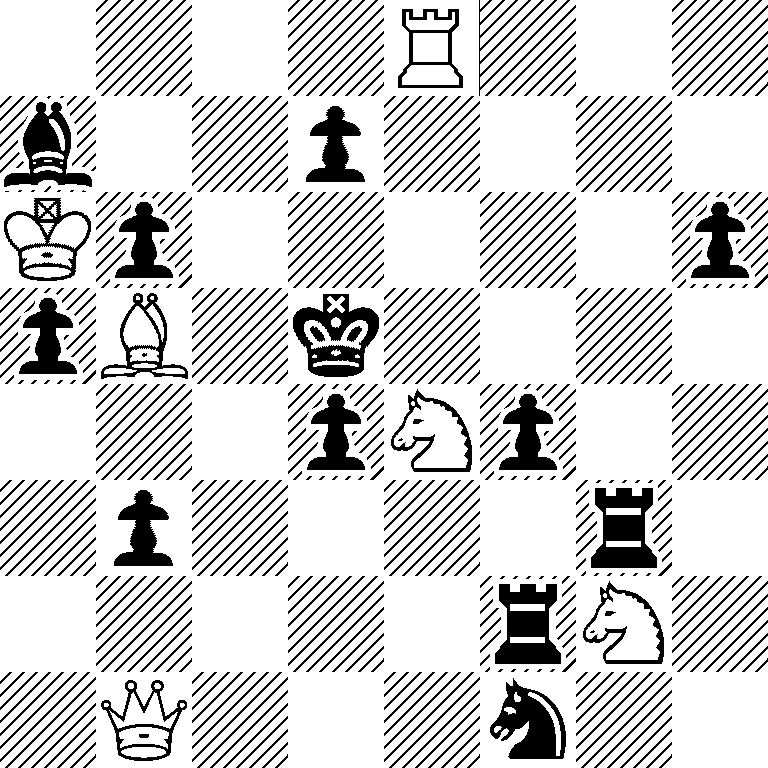 4R3/b2p4/Kp5p/pB1k4/3pNp2/1p4r1/5rN1/1Q3n2