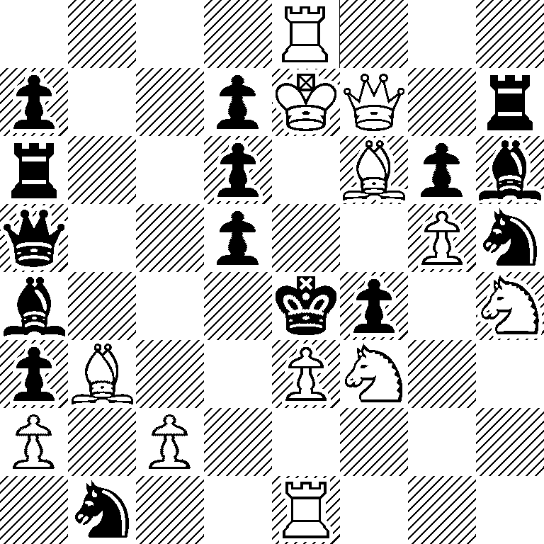 4R3/p2pKQ1r/r2p1Bpb/q2p2Pn/b3kp1N/pB2PN2/P1P5/1n2R3