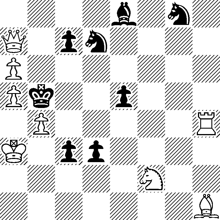 4b1n1/Q1pn4/P7/Pk2p3/1P5R/K1pp4/5N2/7B