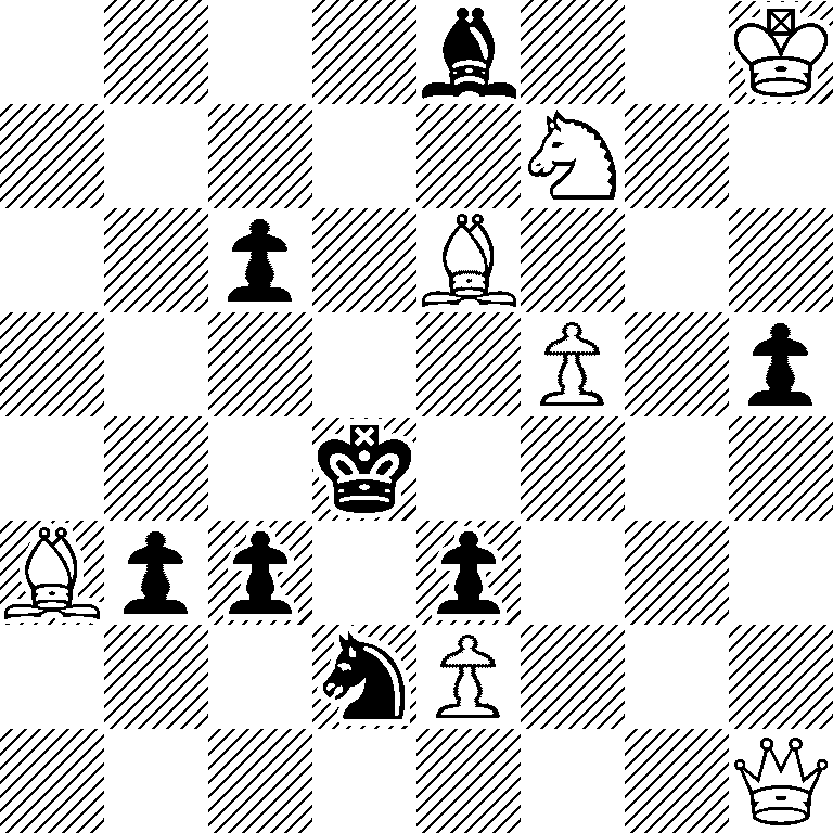 4b2K/5N2/2p1B3/5P1p/3k4/Bpp1p3/3nP3/7Q