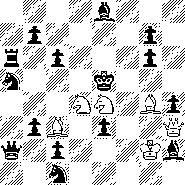 4b3/1p4p1/r1p3p1/n3k3/3NN1Bp/1pB1p2Q/q1p3Kb/2n5
