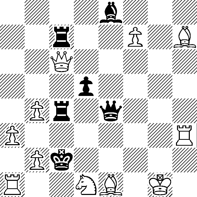 4b3/2r2P1B/2Q5/3p4/1Pr1q3/P6R/1Pk5/R2NB1K1