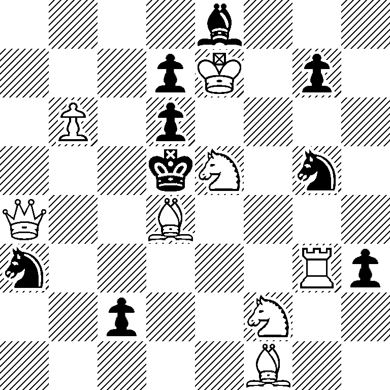 4b3/3pK1p1/1P1p4/3kN1n1/Q2B4/n5Rp/2p2N2/5B2