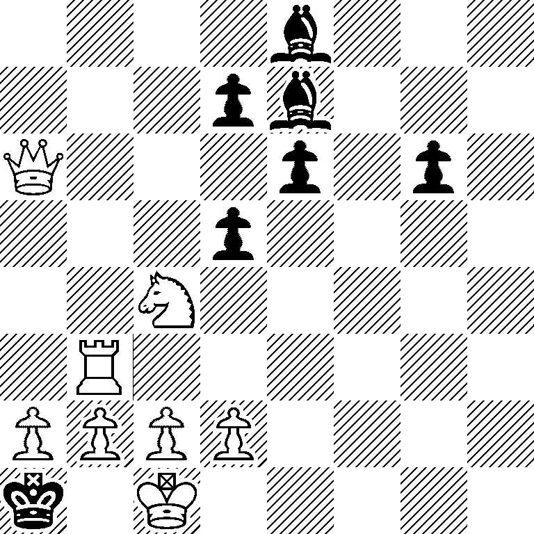 4b3/3pb3/Q3p1p1/3p4/2N5/1R6/PPPP4/k1K5