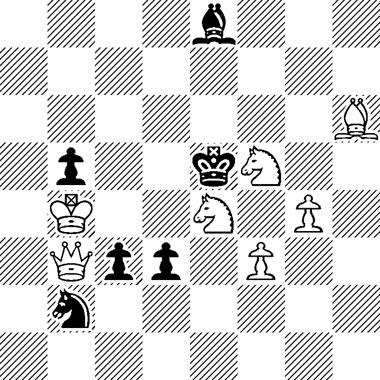 4b3/8/7B/1p2kN2/1K2N1P1/1Qpp1P2/1n6/8