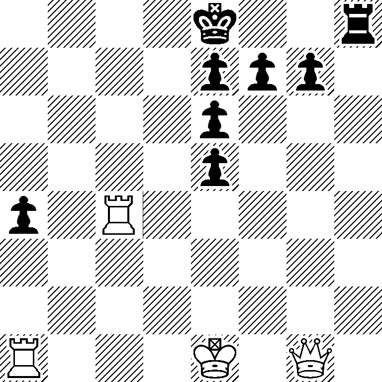 4k2r/4ppp1/4p3/4p3/p1R5/8/8/R3K1Q1