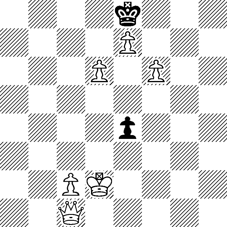 4k3/4P3/3P1P2/8/4p3/8/2PK4/2Q5