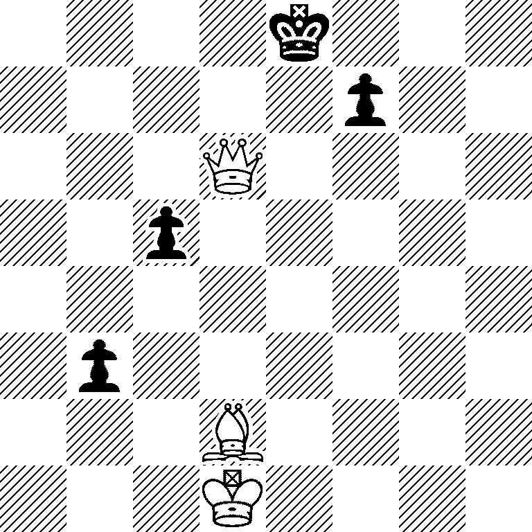 4k3/5p2/3Q4/2p5/8/1p6/3B4/3K4