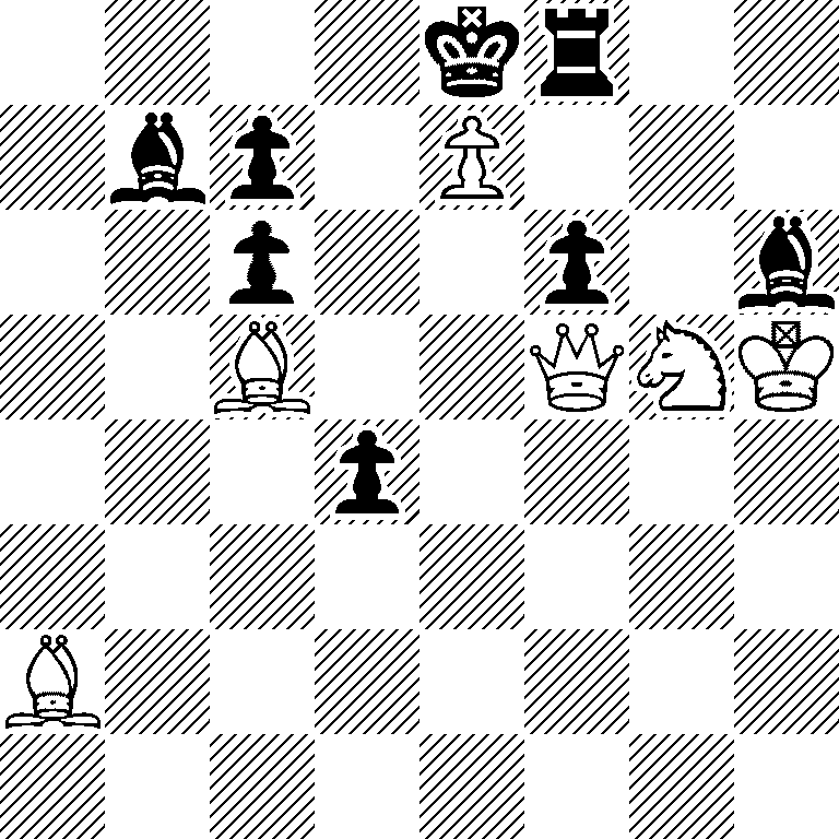 4kr2/1bp1P3/2p2p1b/2B2QNK/3p4/8/B7/8