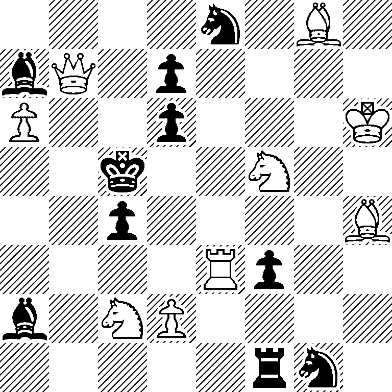 4n1B1/bQ1p4/P2p3K/2k2N2/2p4B/4Rp2/b1NP4/5rn1