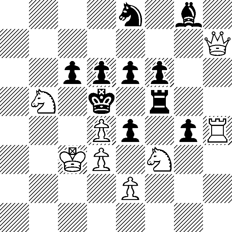 4n1b1/7Q/2pppp2/1N1k1r2/3Pp1pR/2KP1N2/4P3/8