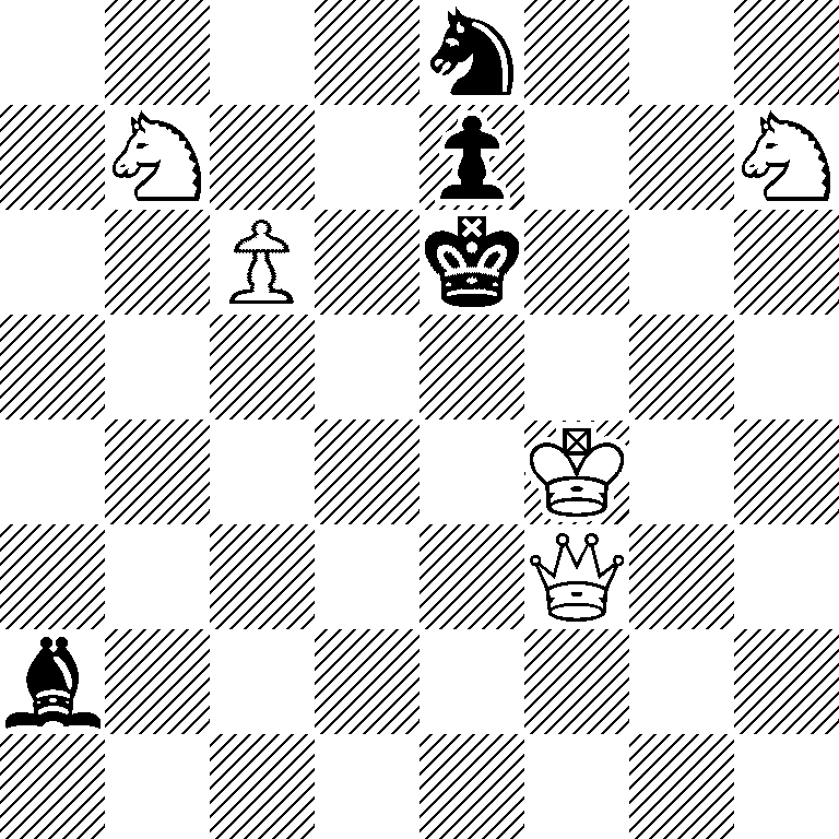 4n3/1N2p2N/2P1k3/8/5K2/5Q2/b7/8