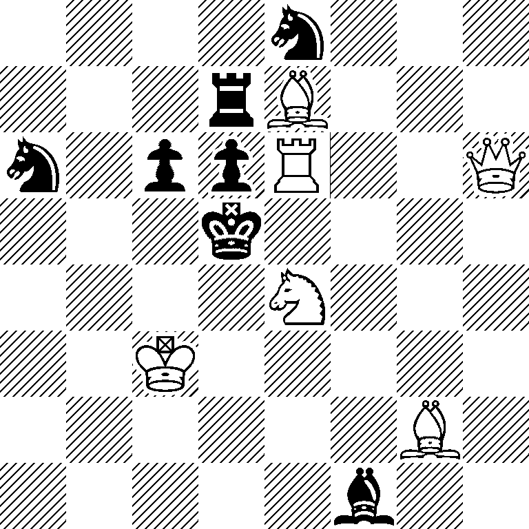 4n3/3rB3/n1ppR2Q/3k4/4N3/2K5/6B1/5b2
