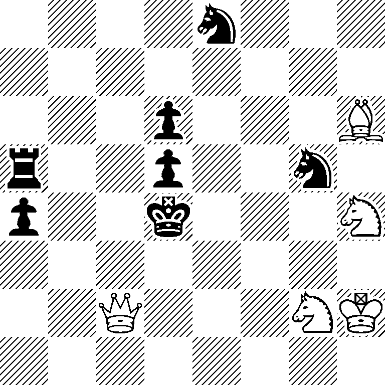 4n3/8/3p3B/r2p2n1/p2k3N/8/2Q3NK/8