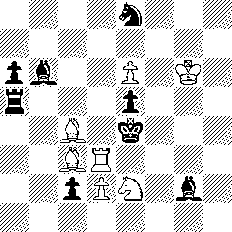 4n3/8/pb2P1K1/r3p3/2B1k3/2BR4/2pPN1b1/8