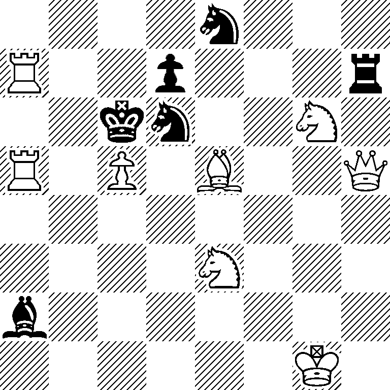 4n3/R2p3r/2kn2N1/R1P1B2Q/8/4N3/b7/6K1