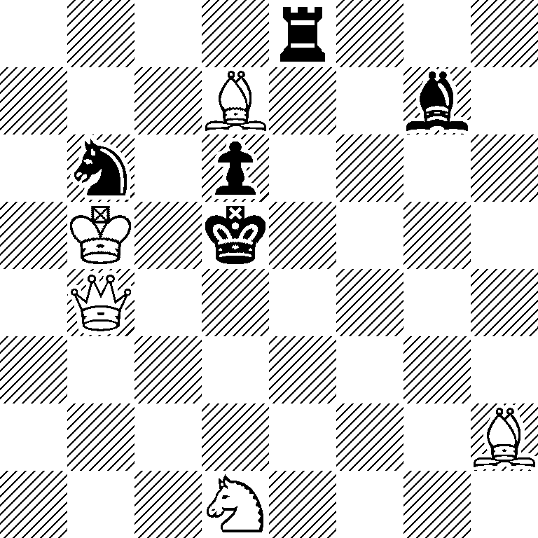 4r3/3B2b1/1n1p4/1K1k4/1Q6/8/7B/3N4