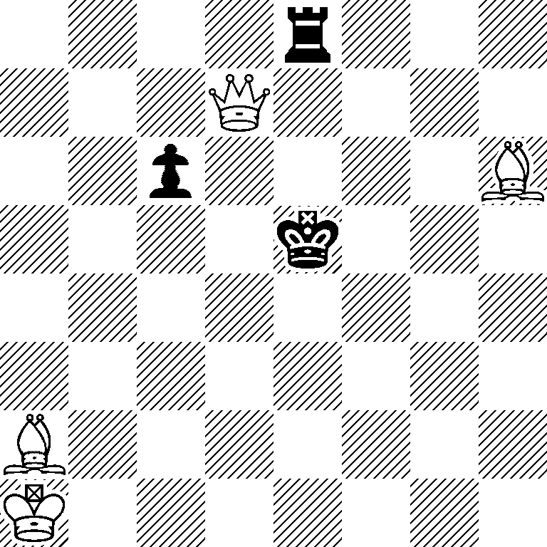 4r3/3Q4/2p4B/4k3/8/8/B7/K7