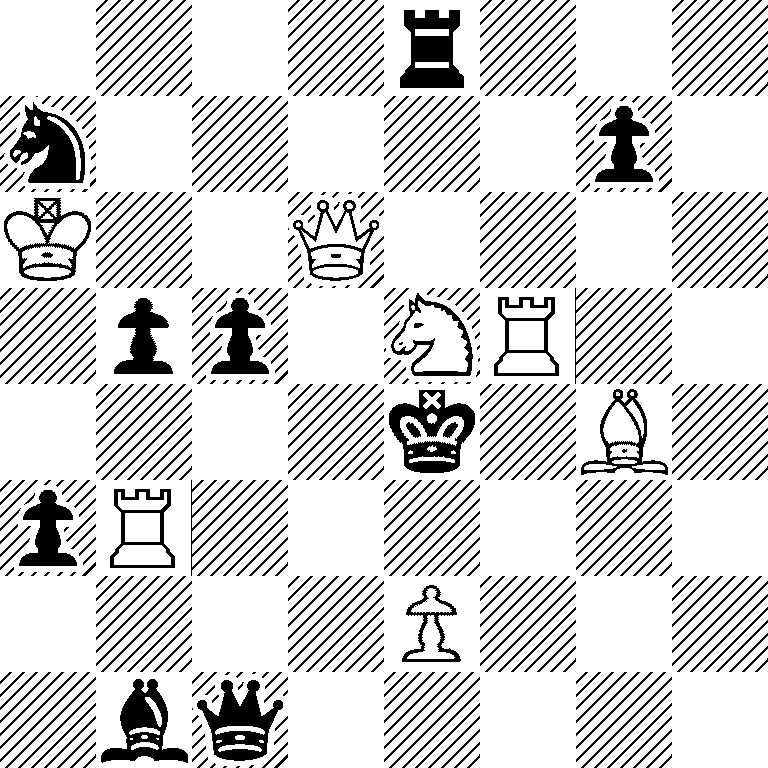 4r3/n5p1/K2Q4/1pp1NR2/4k1B1/pR6/4P3/1bq5
