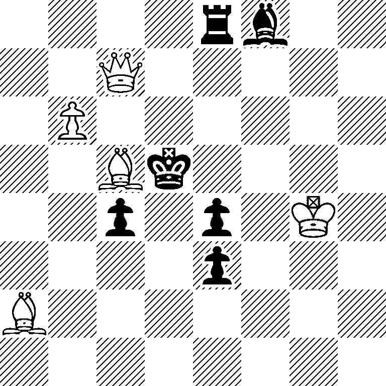 4rb2/2Q5/1P6/2Bk4/2p1p1K1/4p3/B7/8