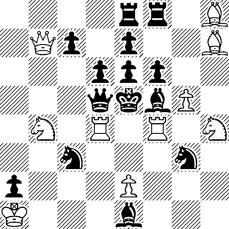 4rr1B/1Qp1p2B/3ppp2/3qkbP1/1N1R1R1N/2n3n1/p3P3/K3b3