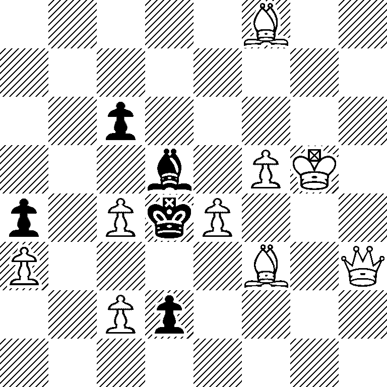 5B2/8/2p5/3b1PK1/p1PkP3/P4B1Q/2Pp4/8