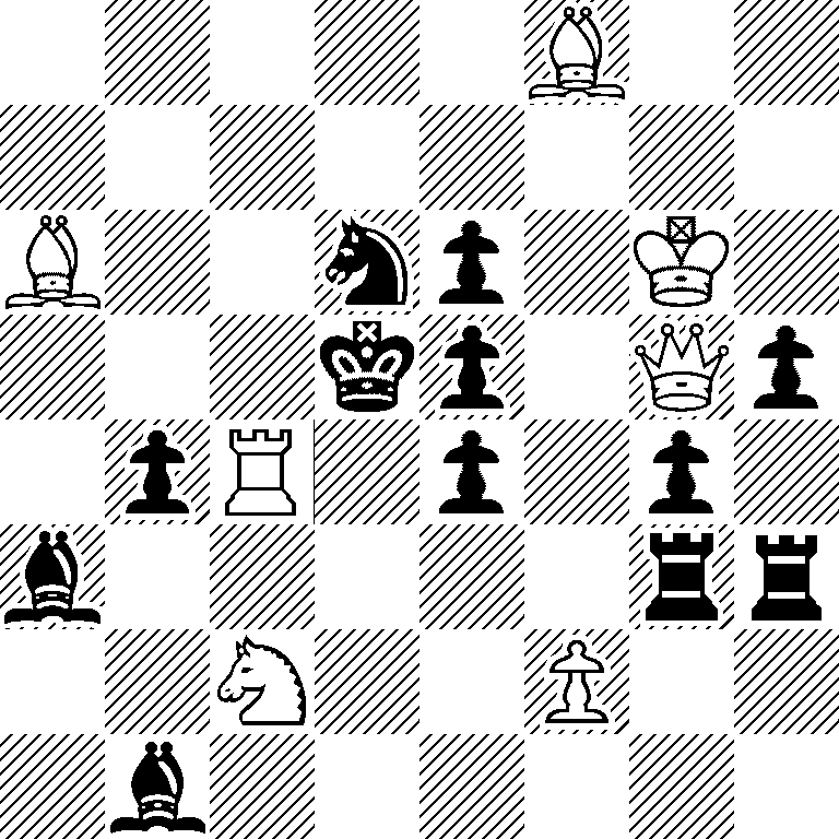 5B2/8/B2np1K1/3kp1Qp/1pR1p1p1/b5rr/2N2P2/1b6