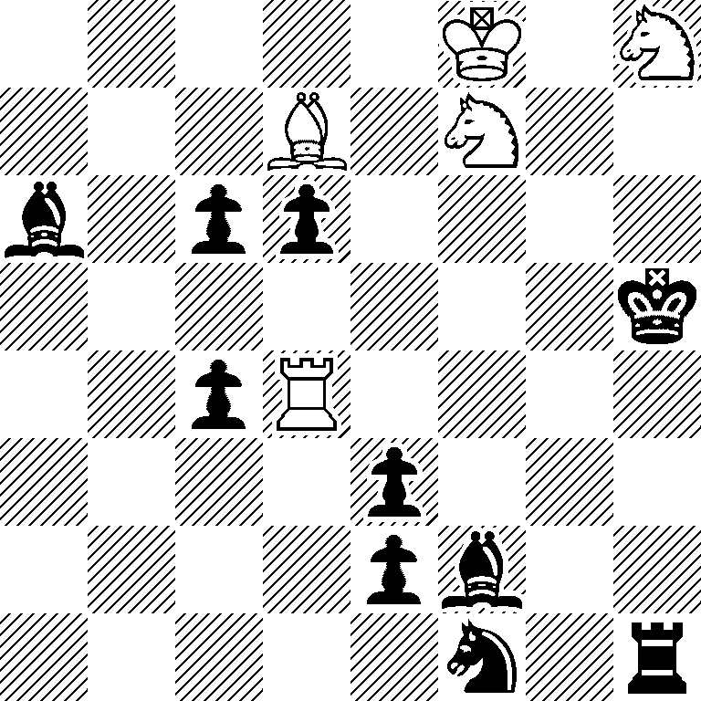 5K1N/3B1N2/b1pp4/7k/2pR4/4p3/4pb2/5n1r