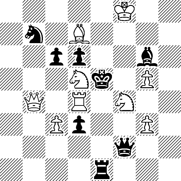 5K2/1n1B4/2pp2b1/3Nk1P1/1Q1R1N2/2Pp2P1/5q2/4r3