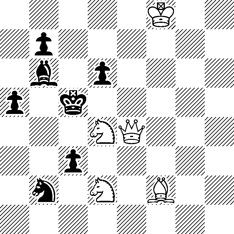 5K2/1p6/1b1p4/p1k5/3NQ3/2p5/1n1N1B2/8