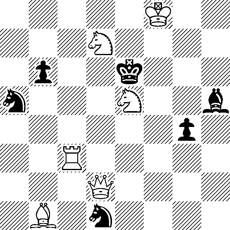 5K2/3N4/1p2k3/n3N2b/6p1/2R5/3Q4/1B1n4