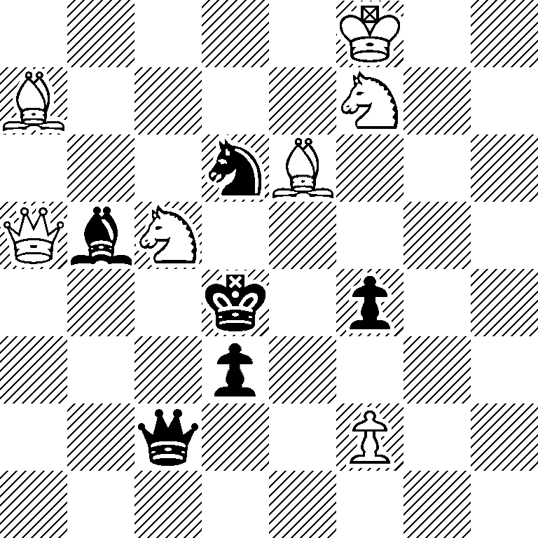 5K2/B4N2/3nB3/QbN5/3k1p2/3p4/2q2P2/8